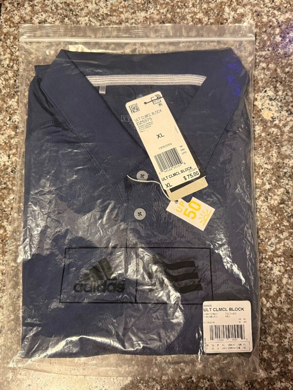 Adidas Golf Shirt Short Sleeve Navy XL NWT
